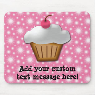 Cutout Cupcake with Pink Cherry on Top Mouse Mat