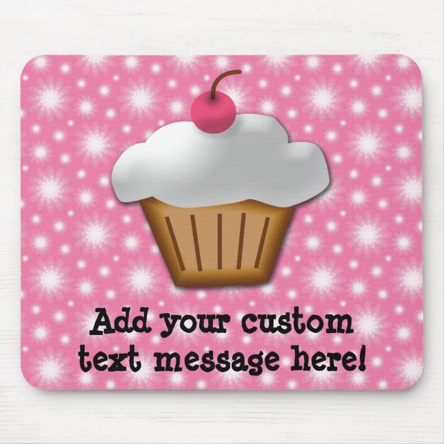 Cutout Cupcake with Pink Cherry on Top Mouse Mat (Front)
