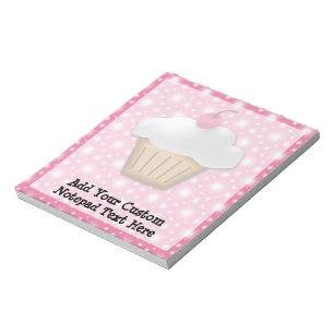 Cutout Cupcake with Pink Cherry on Top Notepad