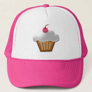 Cutout Cupcake with Pink Cherry on Top Trucker Hat