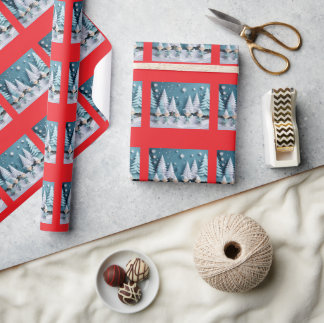 Cutout Elves in the Snow Christmas Wrapping Paper