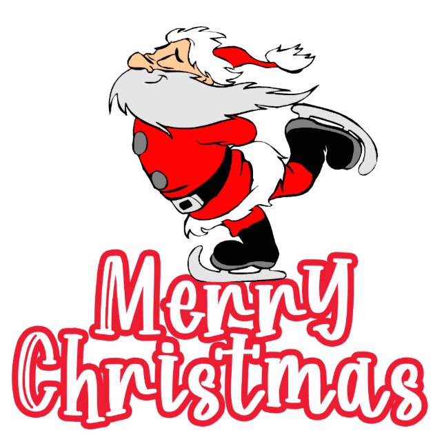 Cutout | Father Christmas skiing merry Christmas Standing Photo Sculpture (Front)