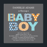 Cutout Letters Baby Shower Invitation - Boy<br><div class="desc">This sweet and modern baby shower invitation,  is a lovely way of welcoming a precious little one. Also available in other colours. Matching stamp,  favour stickers,  and thank you cards are available at berryberrysweet.com</div>