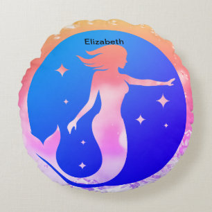 cutout of a mermaid round cushion