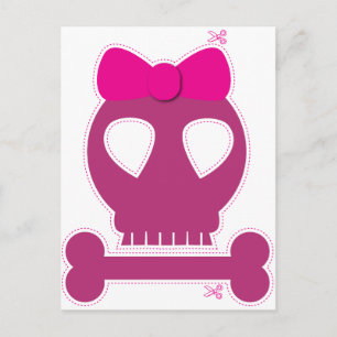 CUTOUT! pink skull girl Postcard