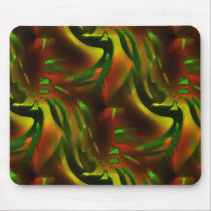 Cutout style green leaves with digital scratches mouse mat