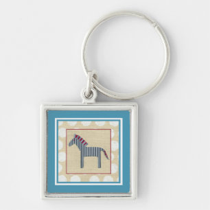 Cutout Zebra on Cream Background Key Ring