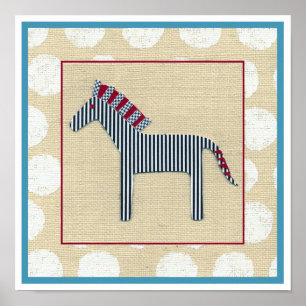 Cutout Zebra on Cream Background Poster