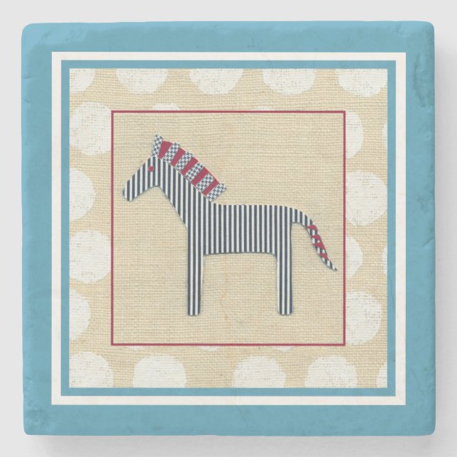 Cutout Zebra on Cream Background Stone Coaster (Front)