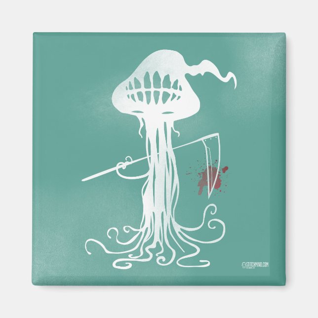 cuts green magnet scary jellyfish (Front)