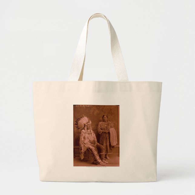 Cuts The Bear's Ears and Wife - Crow Large Tote Bag (Front)