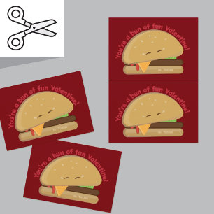 Cuttable Cheeseburger Kid's Valentine's Day Card