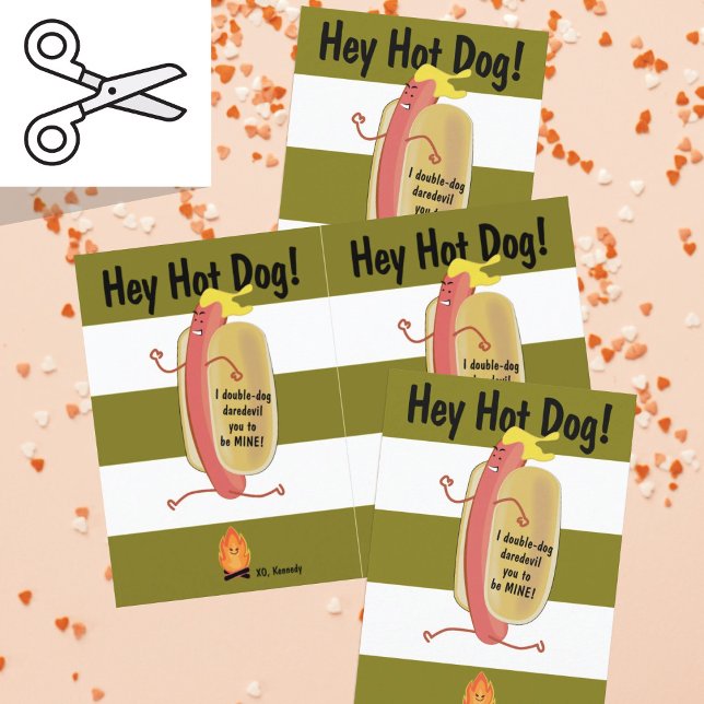 Cuttable Fire Jumping Hot Dog Valentine's Day Card (Creator Uploaded)
