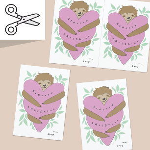 Cuttable Sloth Hugs Valentine's Day Card Pair