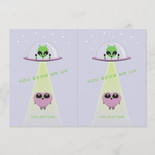 Cuttable UFO Kids Valentine Cards   Purple