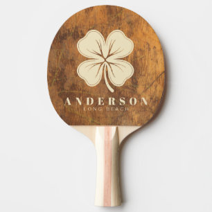 Cutting Block Four Leaf Clover with Name Ping Pong Paddle