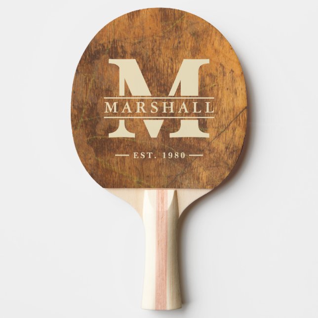 Cutting Block Monogram & Name Overlay Ping Pong Paddle (Front)