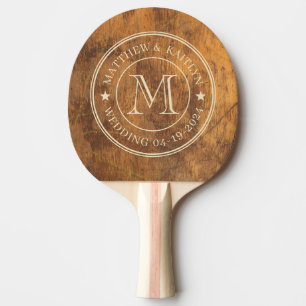 Cutting Block Wedding Monogram Star Ping Pong Paddle
