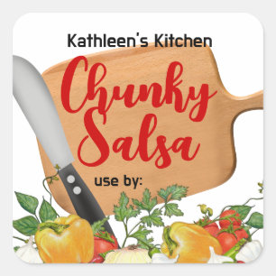 Cutting board chefs knife vegetables gift label