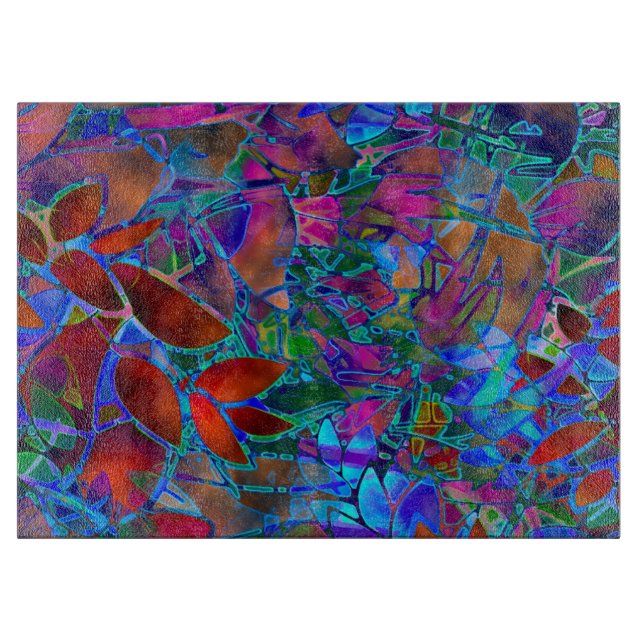 Cutting Board Floral Abstract Stained Glass (Front)