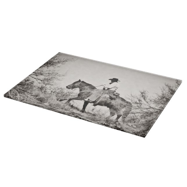 Cutting Board Glass Western Cowboy (Corner)
