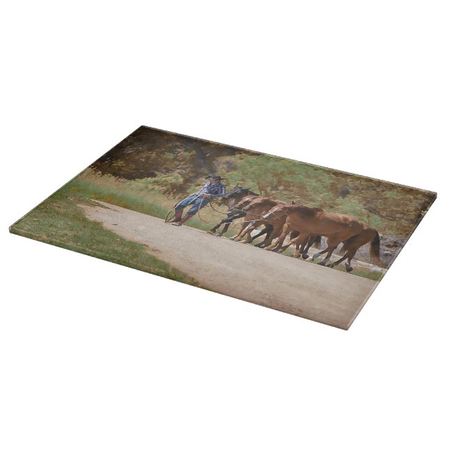 Cutting Board Glass Western Horse (Corner)