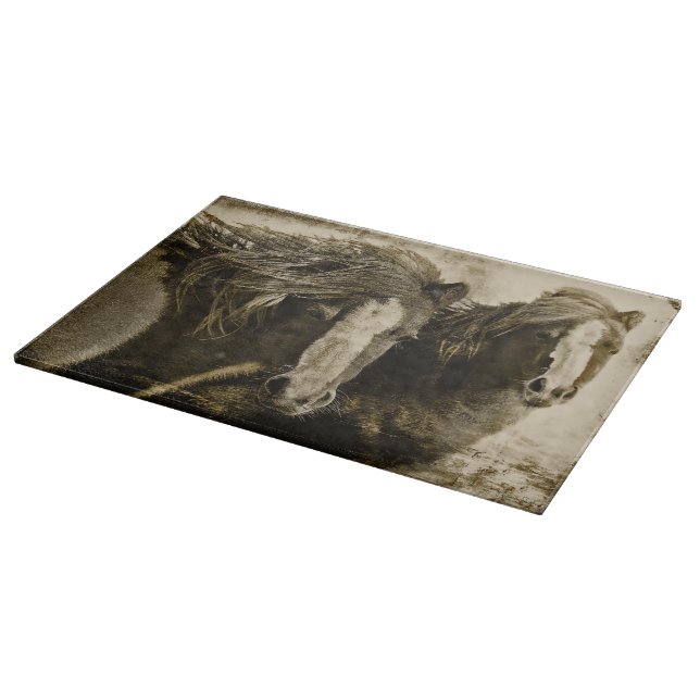 Cutting Board Glass Western Horse (Corner)