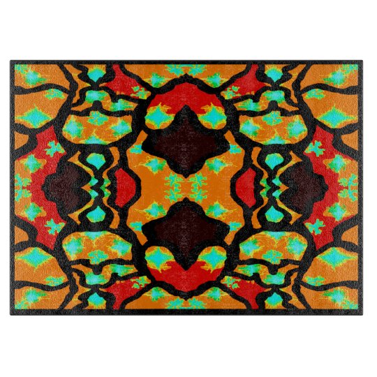 Cutting Board-Home- Orange/Red/Turquoise/Black Cutting Board