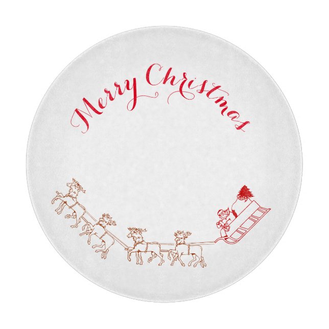 Cutting Board - Santa and His Sleigh (Front)