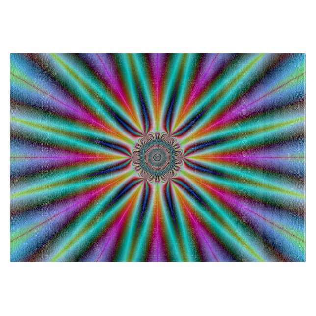 Cutting Board  Star in Turquoise Blue and Pink (Front)
