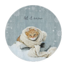 Cutting Board, Winter Cat Let It Snow 