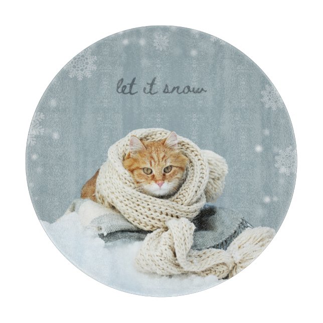 Cutting Board, Winter Cat Let It Snow  Cutting Board (Front)