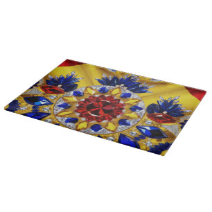 Cutting board with Romania Colours Design