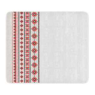 Cutting board with Ukrainian ornament.