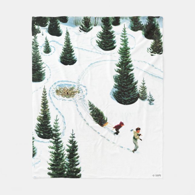 Cutting Down the Tree Fleece Blanket (Front)
