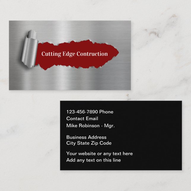 Cutting Edge Construction Business Card Design (Front/Back)