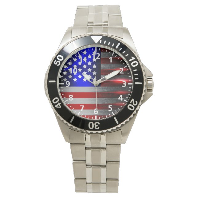 Cutting Edge Laser Cut American Flag 1 Watch (Front)