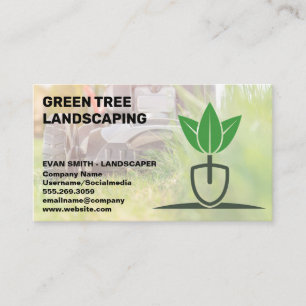Cutting Grass Gardening Logo Landscaper Business Card