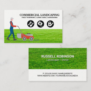 Cutting Grass   Landscaping Icons Business Card