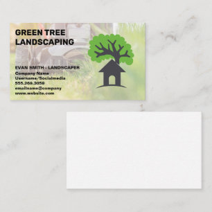 Cutting Grass   Tree Home Logo Business Card