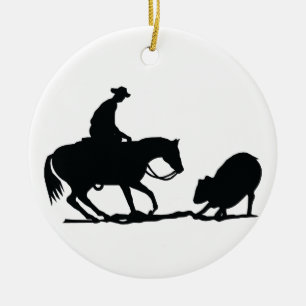 Cutting Horse Ceramic Tree Decoration
