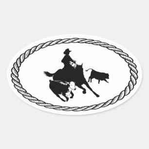 Cutting Horse Euro Style Oval Sticker