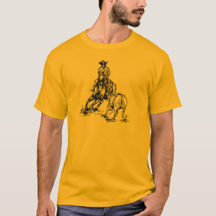 Cutting Horse Western Sketch Design T-Shirt