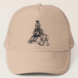 Cutting Horse Western Sketch Design Trucker Hat