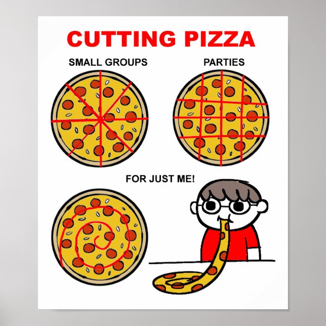 Cutting Pizza Funny Poster (Front)