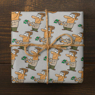 Cutting Up Money Wrapping Paper
