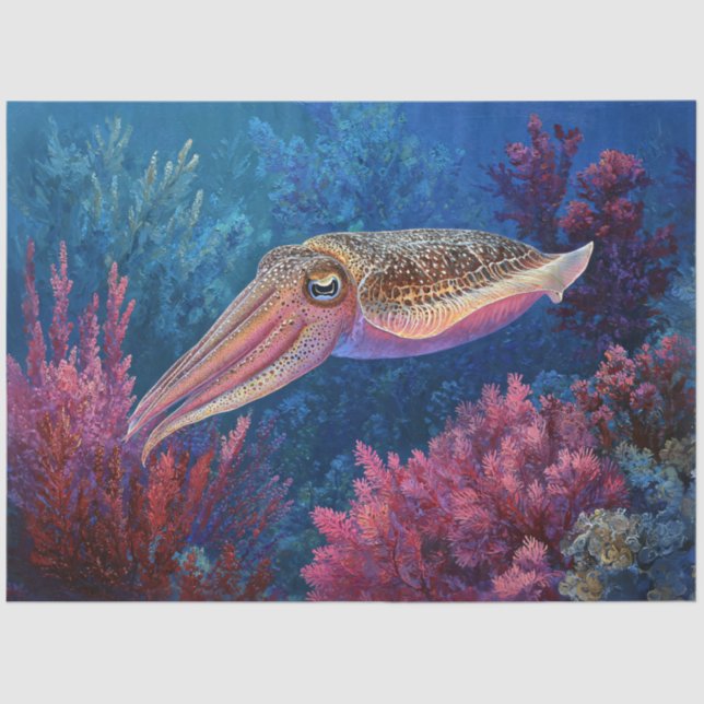 Cuttlefish and Coral Decoupage Tissue Paper (Front)