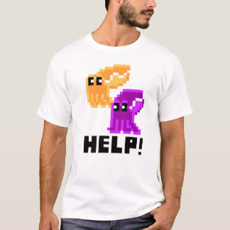 Cuttlefish Danger 'Help!' Pixel Art Mens T-Shirt