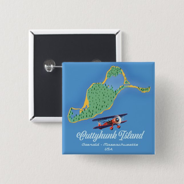 Cuttyhunk island Gosnold, Massachusetts map 15 Cm Square Badge (Front & Back)