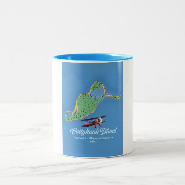 Cuttyhunk island Gosnold, Massachusetts map Two-Tone Coffee Mug (Center)